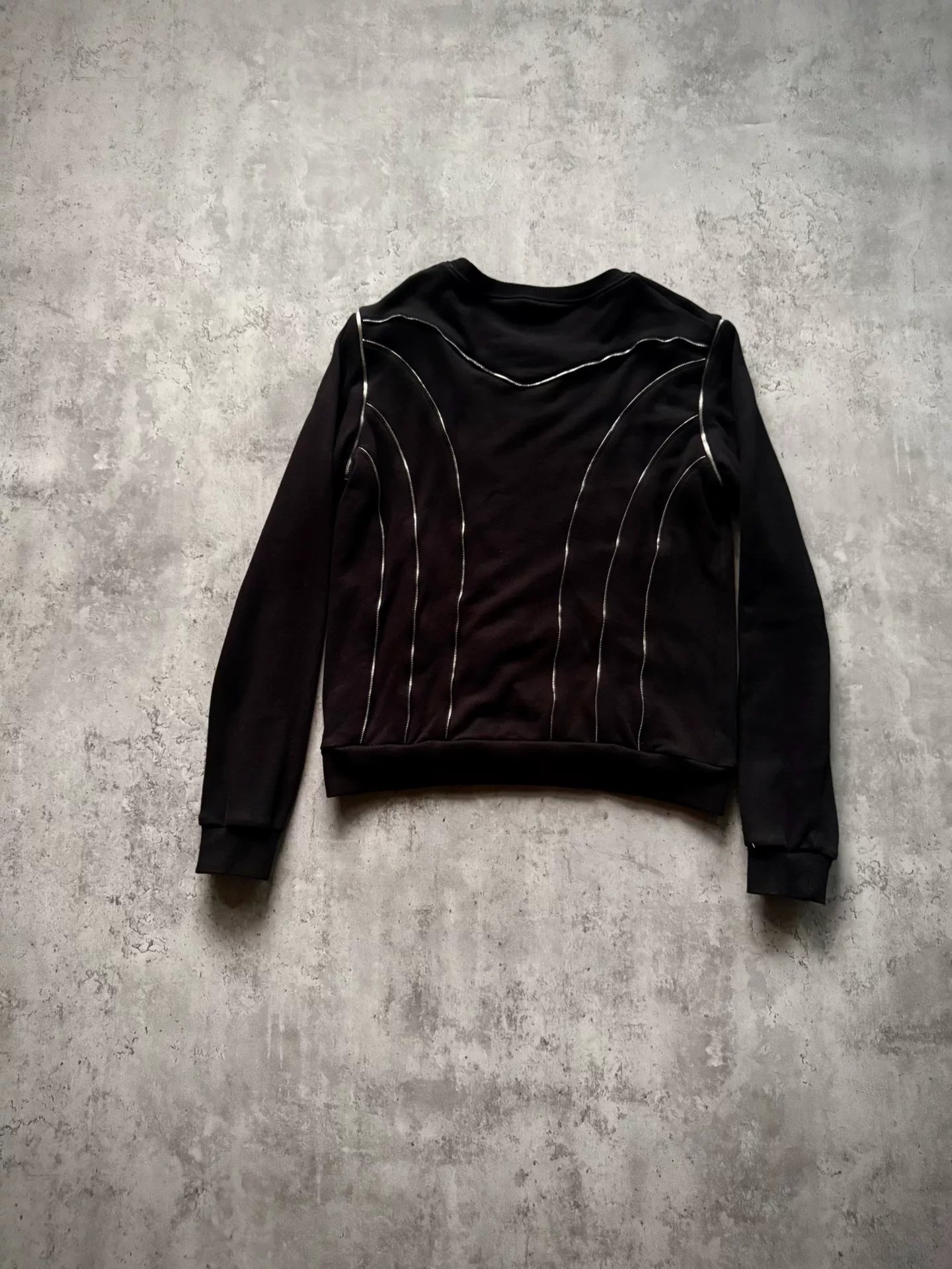 Saint Laurent Paris 15AW Black Multi-Zip Deconstructed Sweatshirt by Hedi Slimane