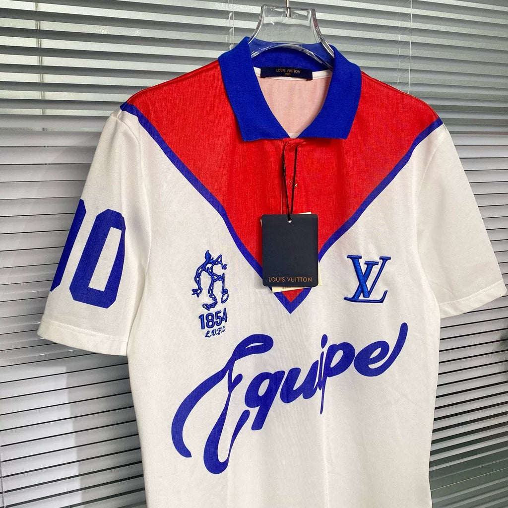 Louis Vuitton Short Sleeve Polo Color-Blocked Embroidered Logo Print Shirt