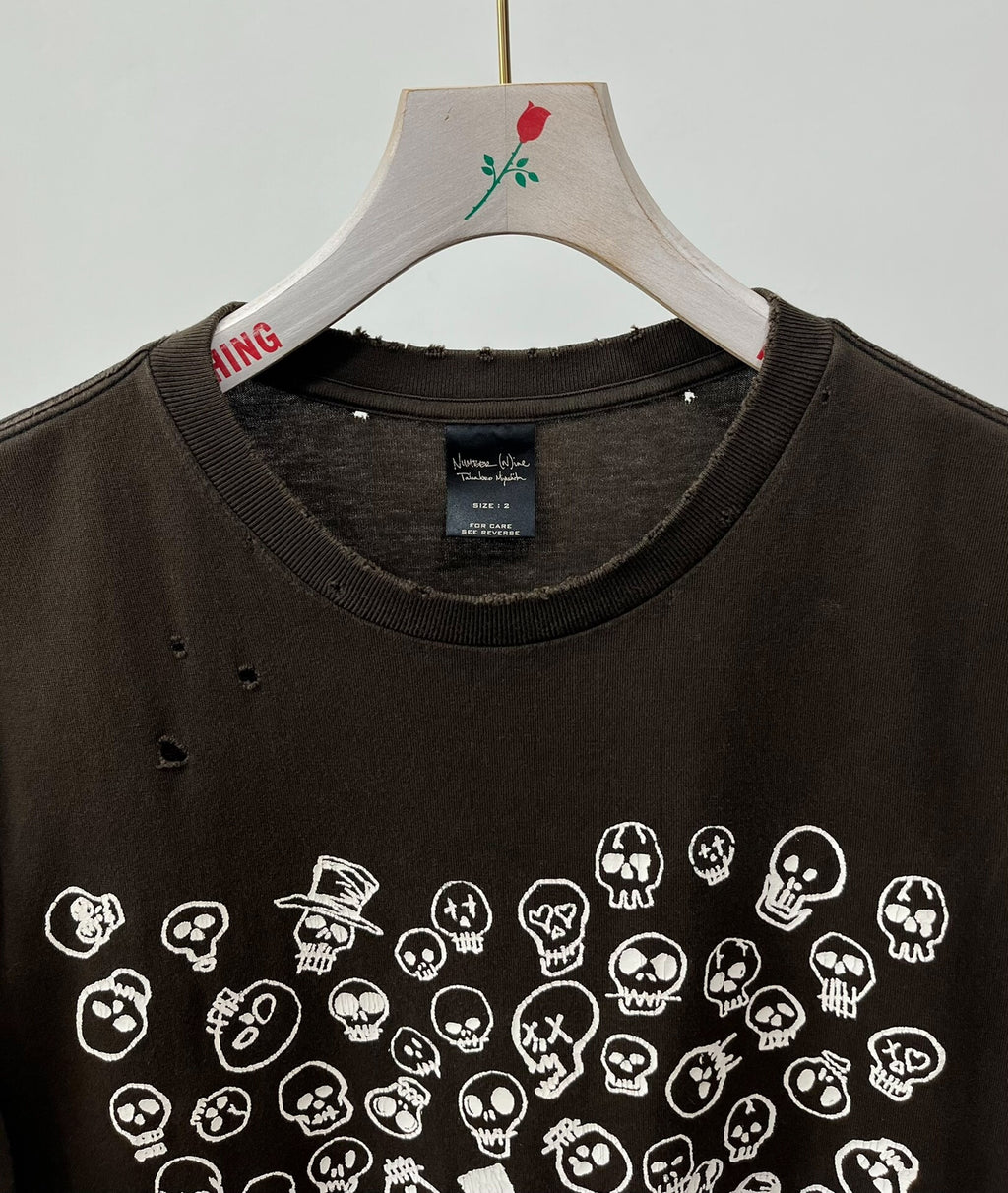 Number (N)ine 05SS Full Skull Print Distressed Tee