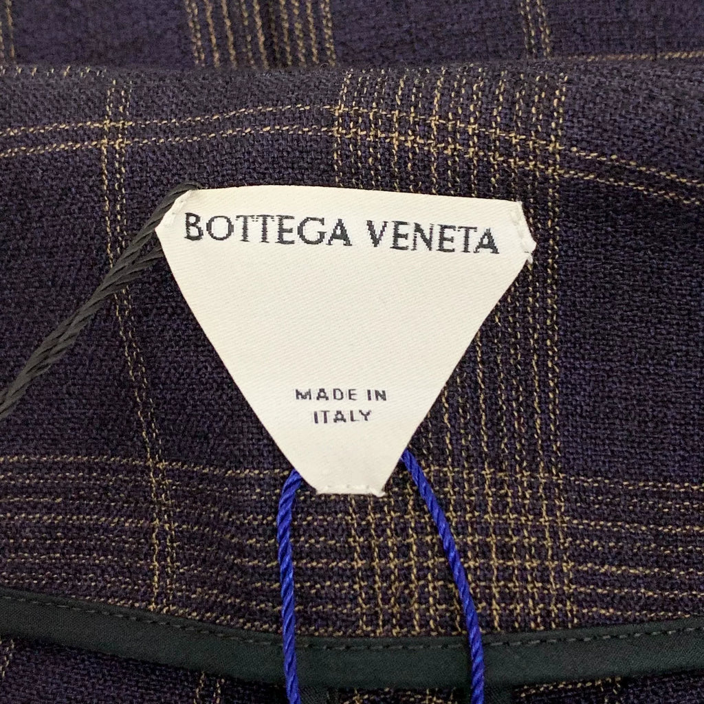Bottega Veneta Color-Block Plaid Cotton Single-Breasted High-Waist A-Line Mini Skirt