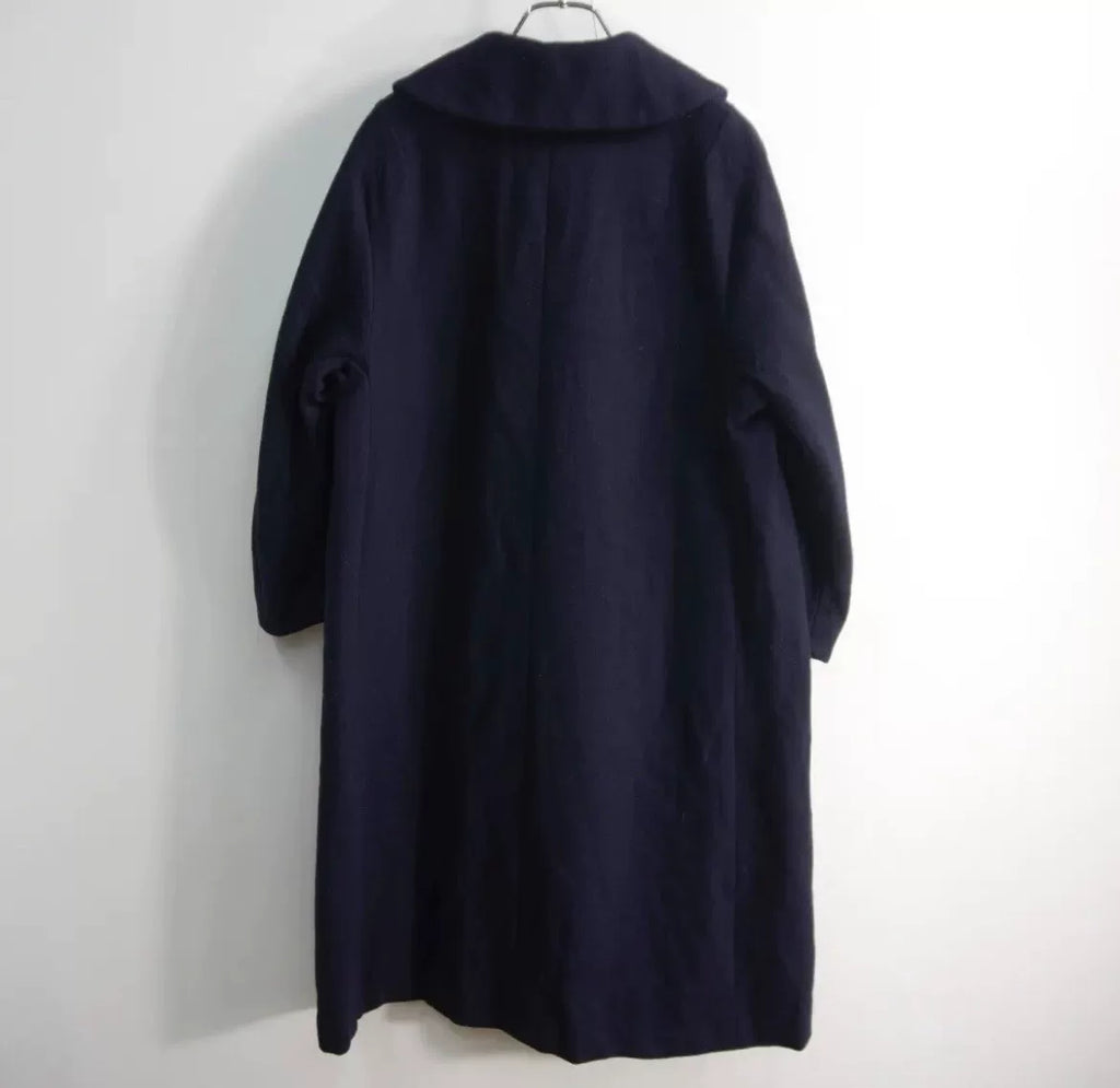 Comme Des Garçons AW09 Navy Blue Crew Neck Wool Coat