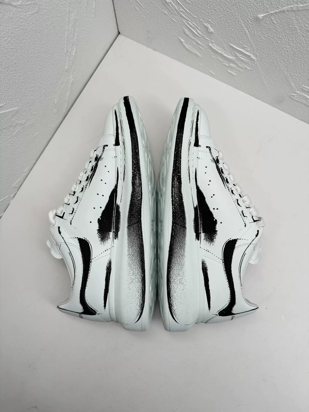 Alexander McQueen Graffiti Print White Black Chunky Low-Top Sneakers