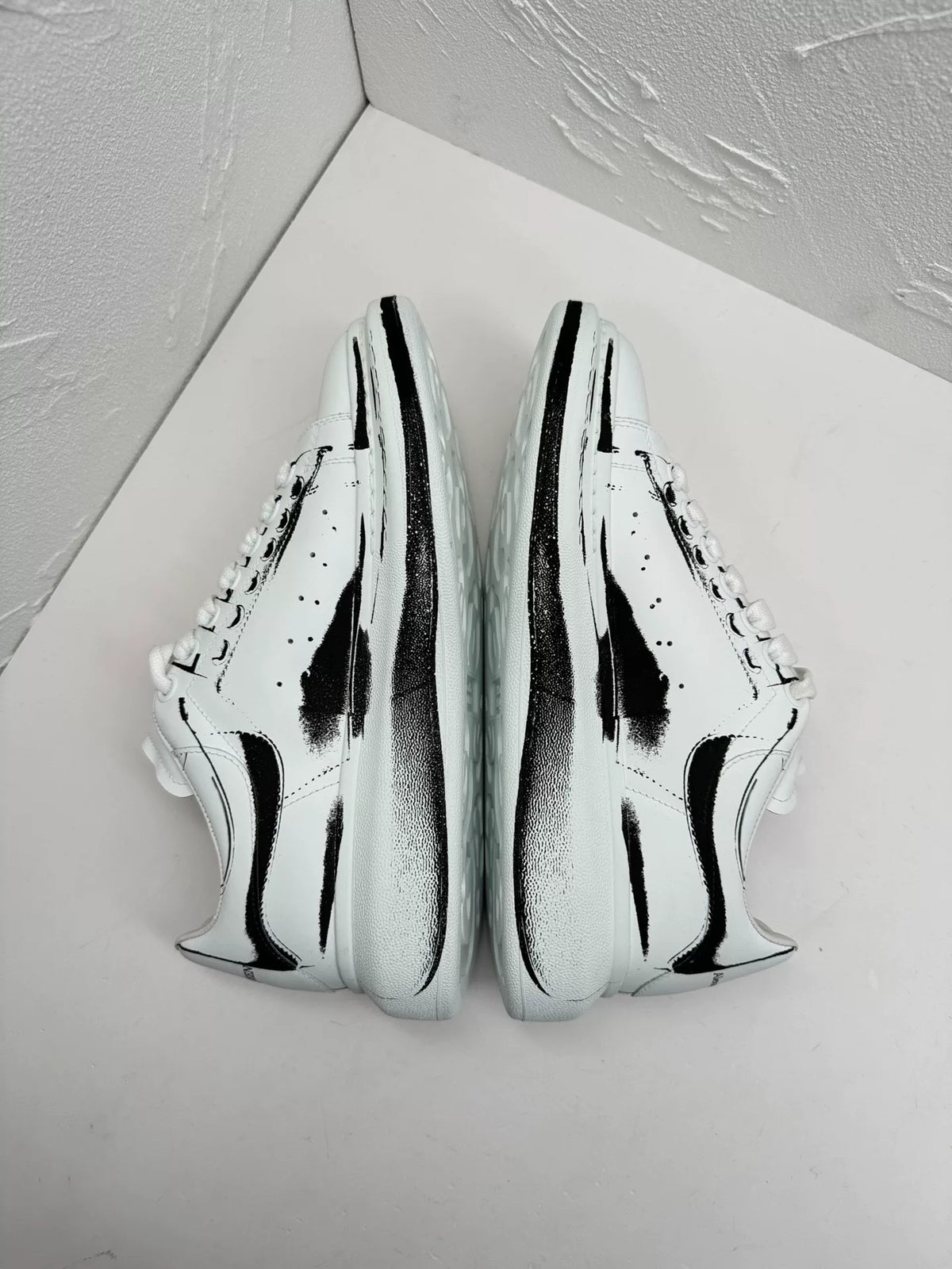 Alexander McQueen Graffiti Print White Black Chunky Low-Top Sneakers