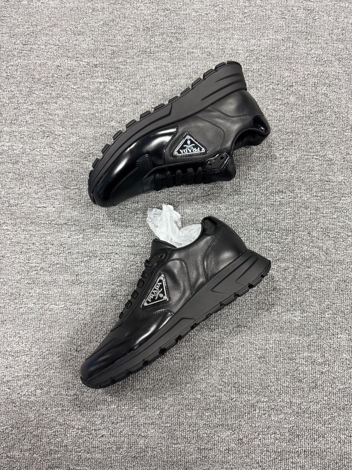 Prada Triangle Logo Black Loafers