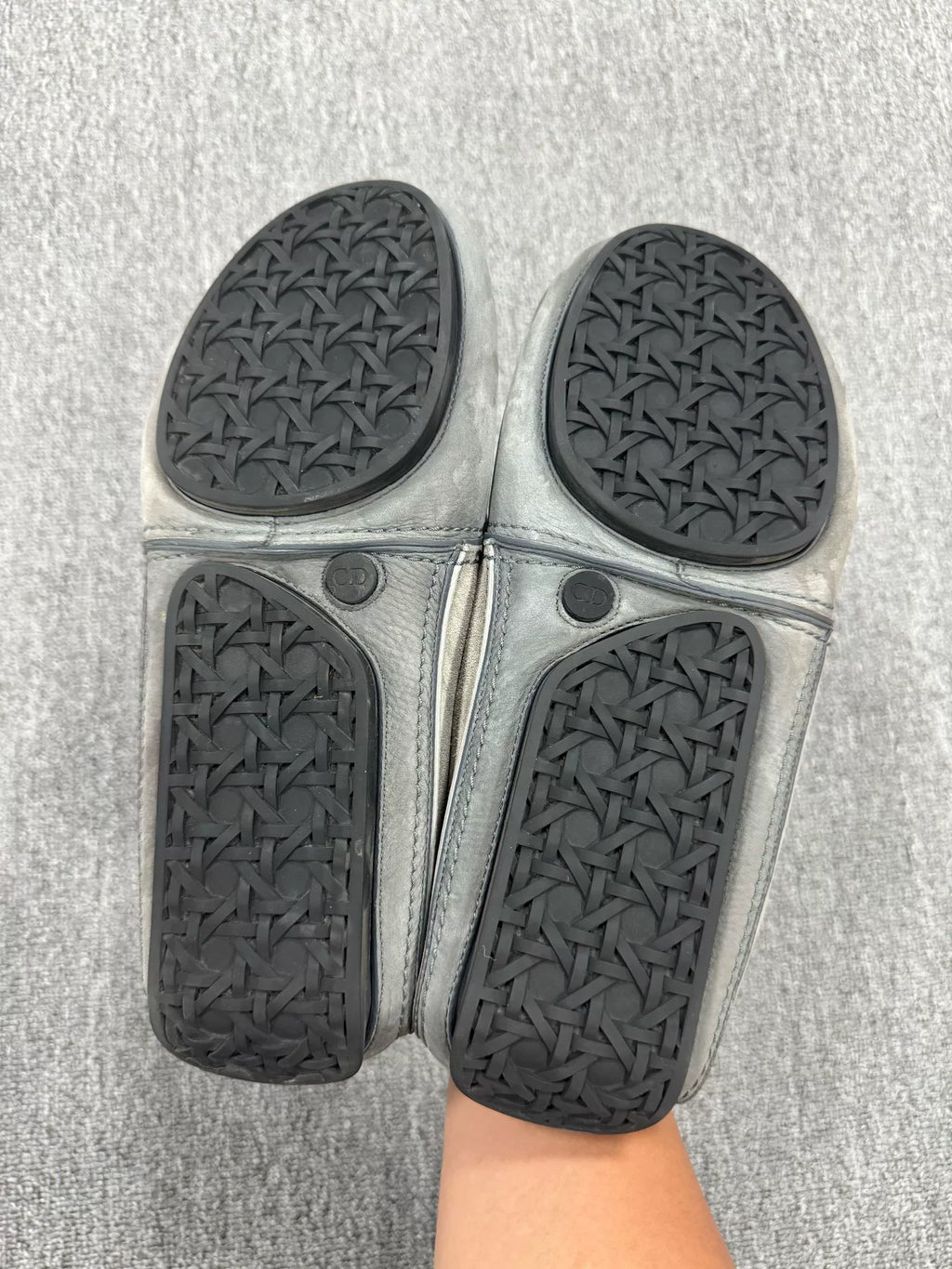 Dior Grey White Suede Loafers