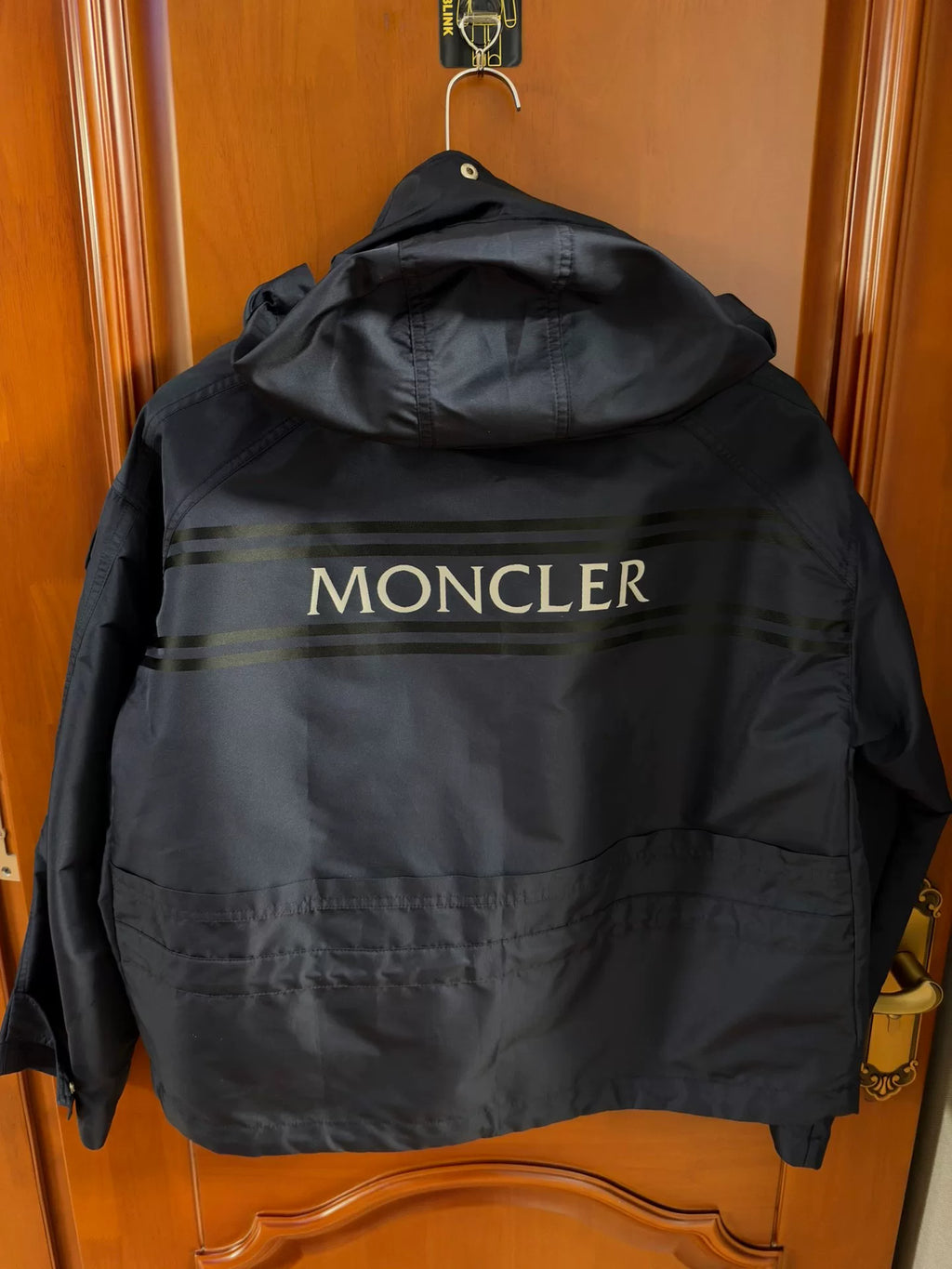 Moncler Navy Blue Hooded Logo Utility Jacket