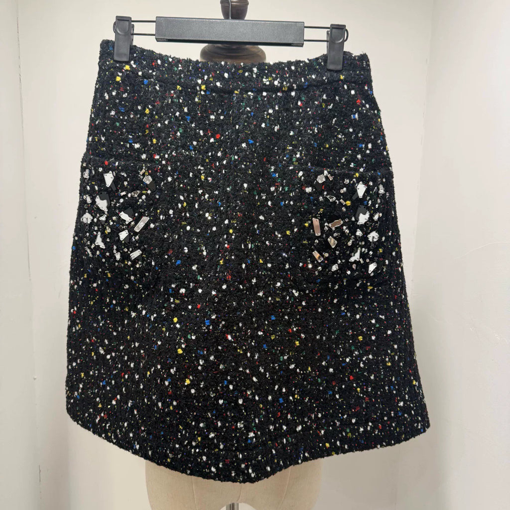 Louis Vuitton Runway Black Pocket Sequined Skirt