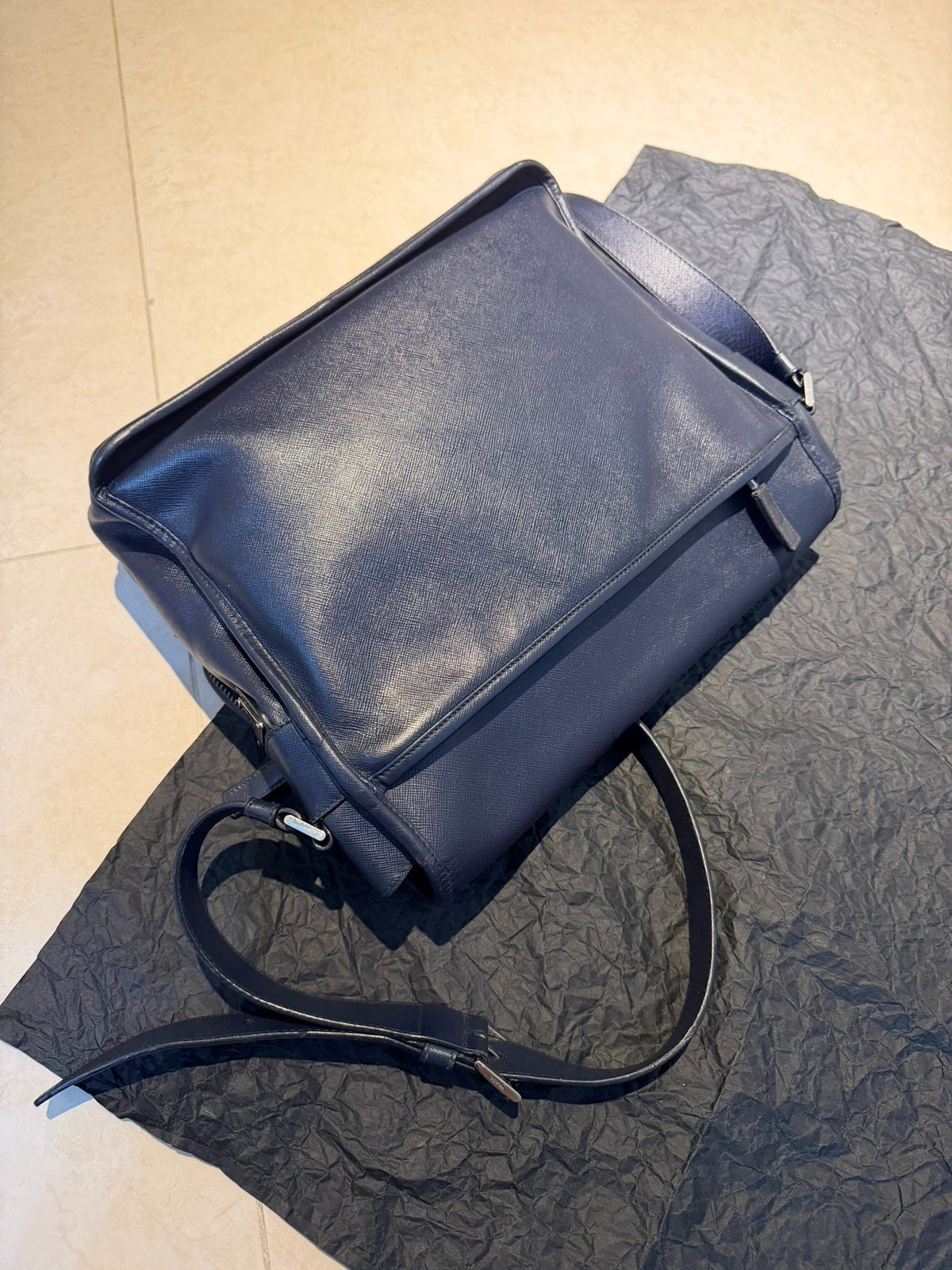 Prada Easy Silver Buckle Micro Logo Crossbody Bag
