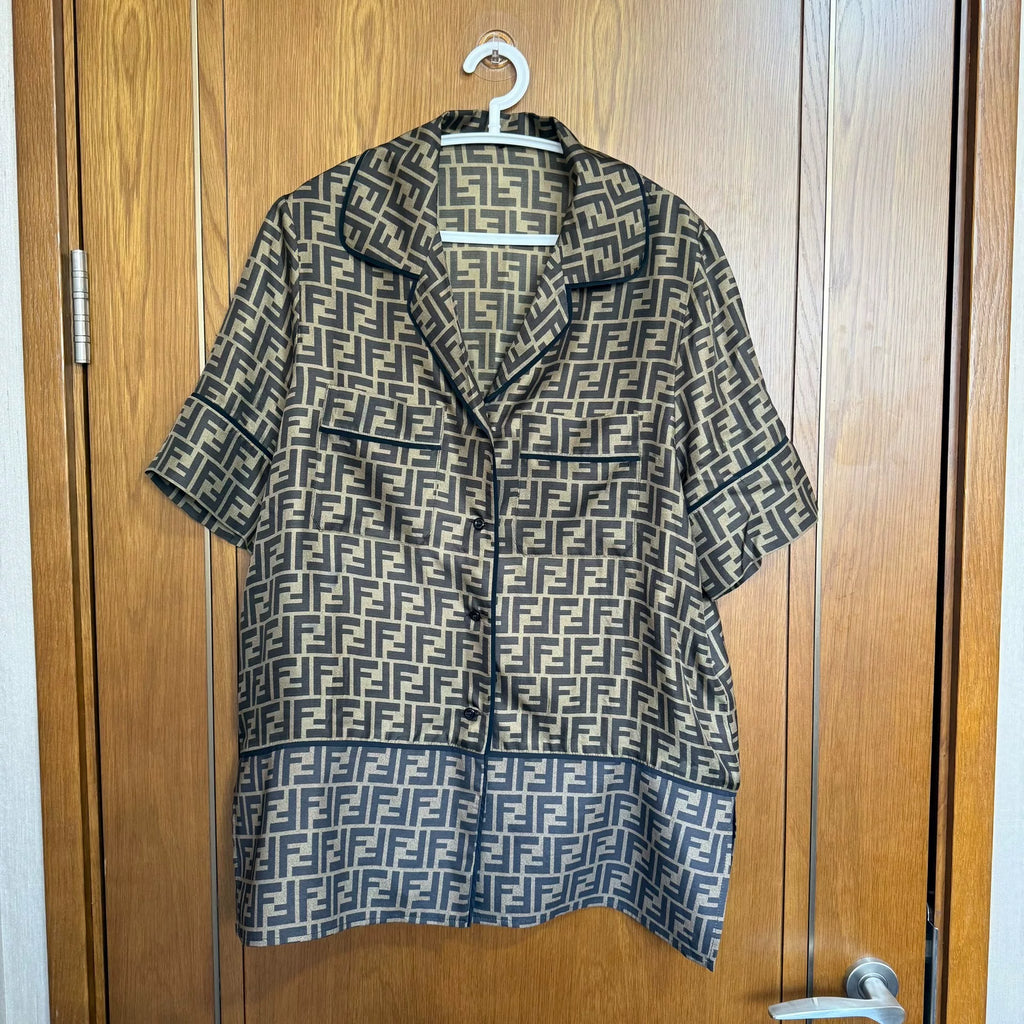 Fendi FF Print Silk Short Sleeve Shirt