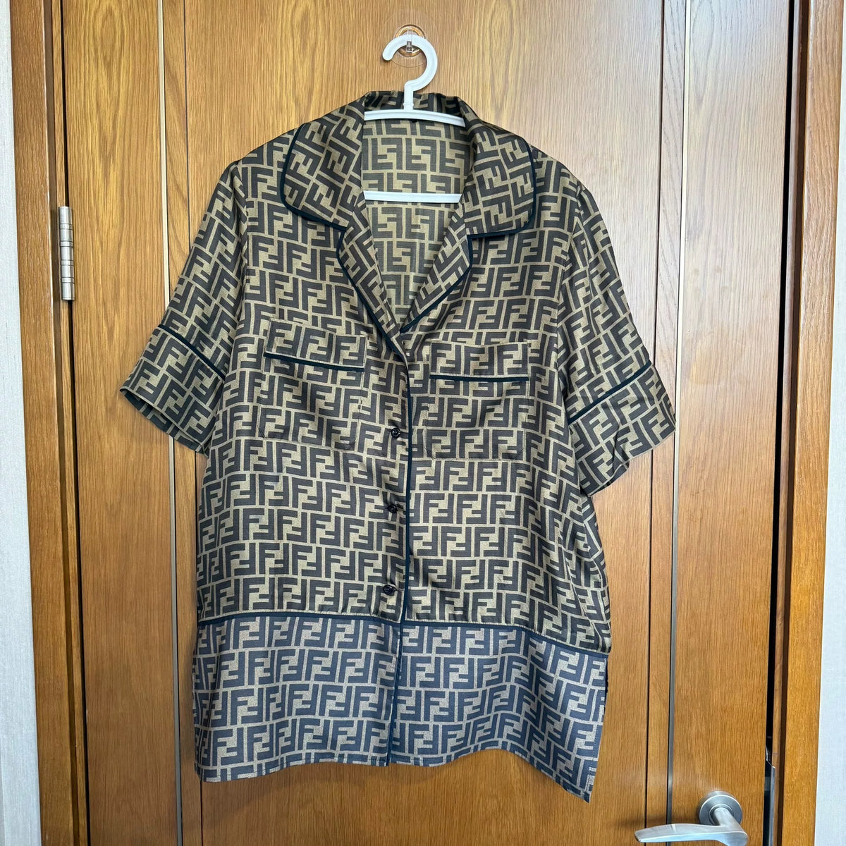 Fendi FF Print Silk Short Sleeve Shirt