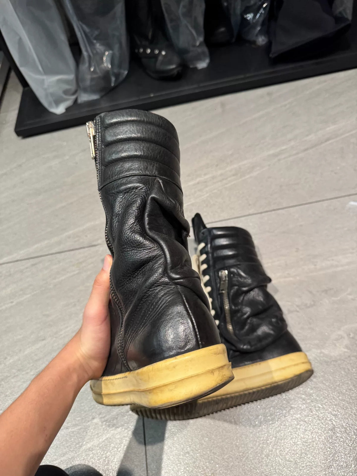 Rick Owens Cargo Basket Leather Boots