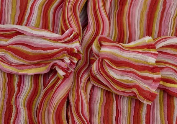Issey Miyake Vintage Red Striped Pleated Top
