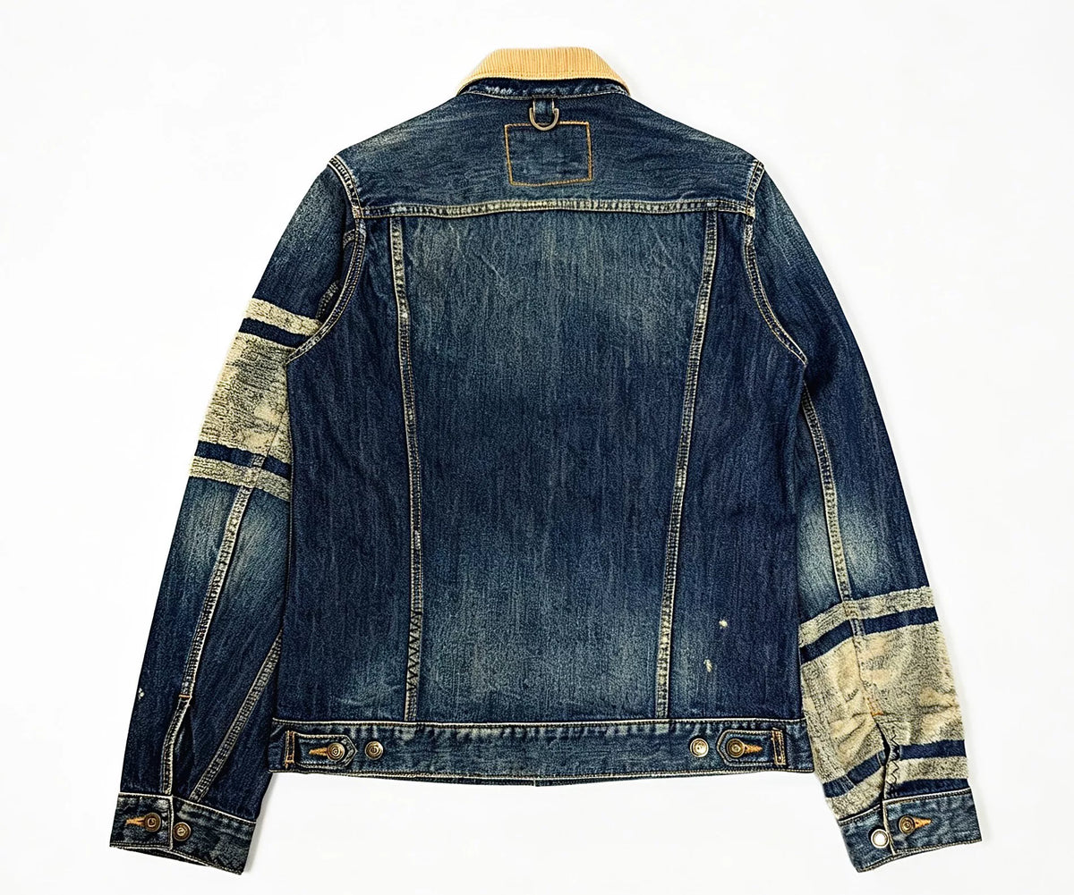 mastermind Japan AW10 Yellow Corduroy Collared Distressed Denim Jacket