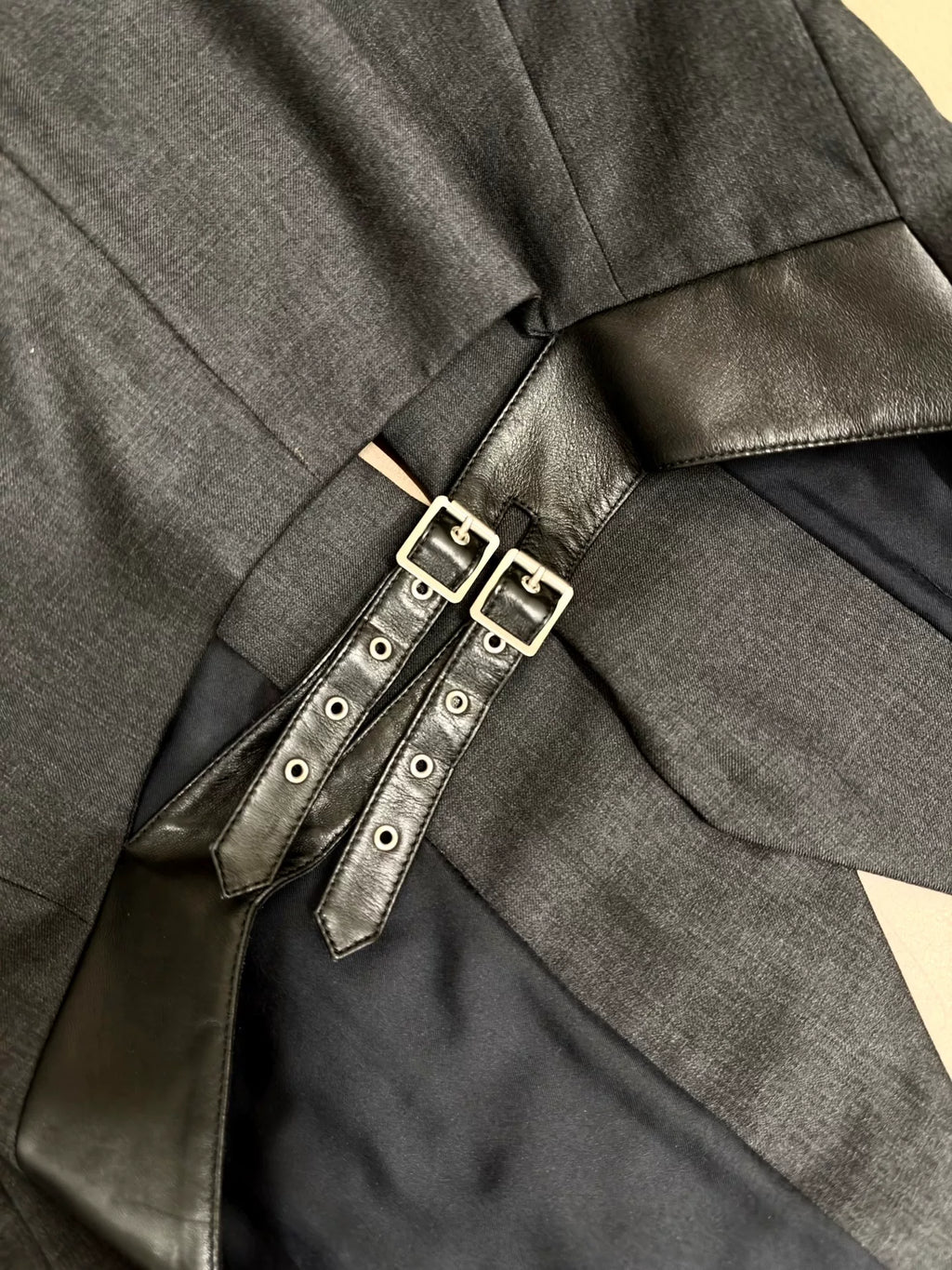 Saint Laurent Paris SS14 Cut-Out Back Leather Strap Wool Blazer by Hedi Slimane
