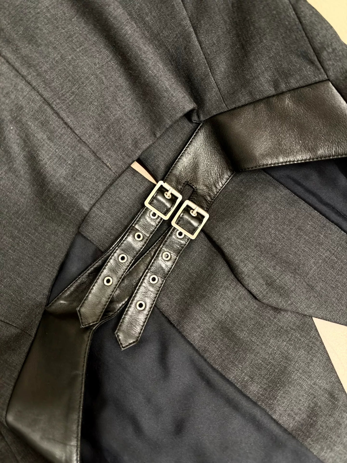Saint Laurent Paris SS14 Cut-Out Back Leather Strap Wool Blazer by Hedi Slimane