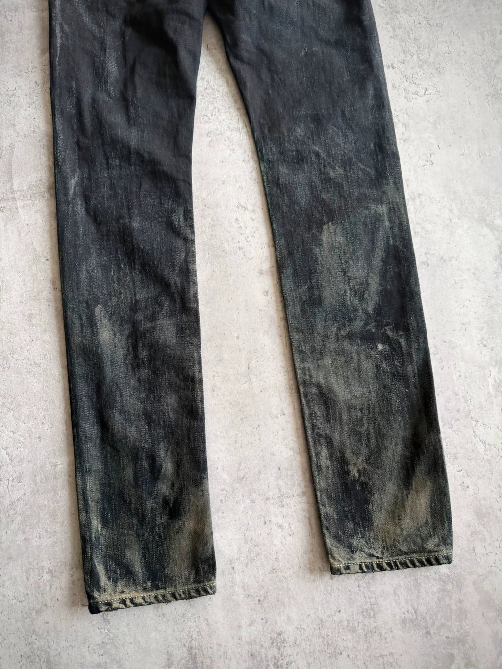Saint Laurent Paris AW16 D02 Heavy Distressed Oil Stain Decay Denim Jeans by Hedi Slimane
