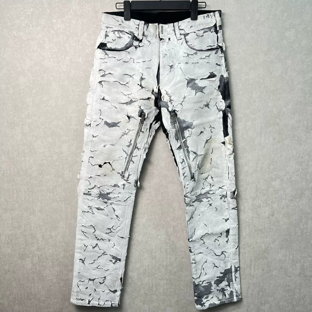 Givenchy Crack Painted Zip-Up Denim Jeans