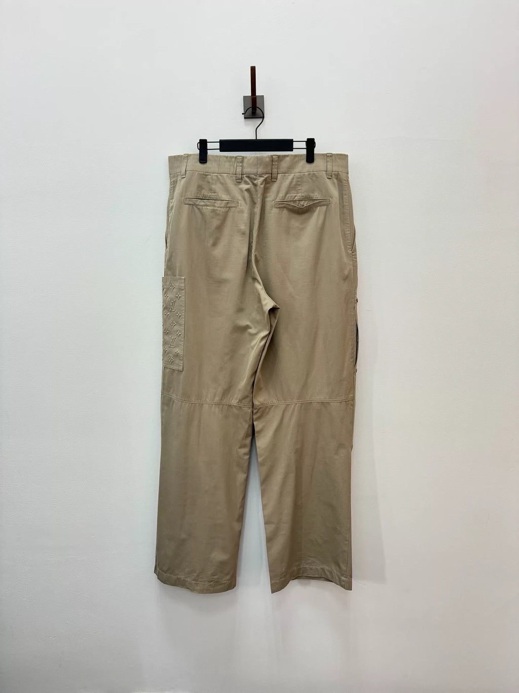 Louis Vuitton SS26 Khaki Monogram Embossed Rivet Cargo Pants
