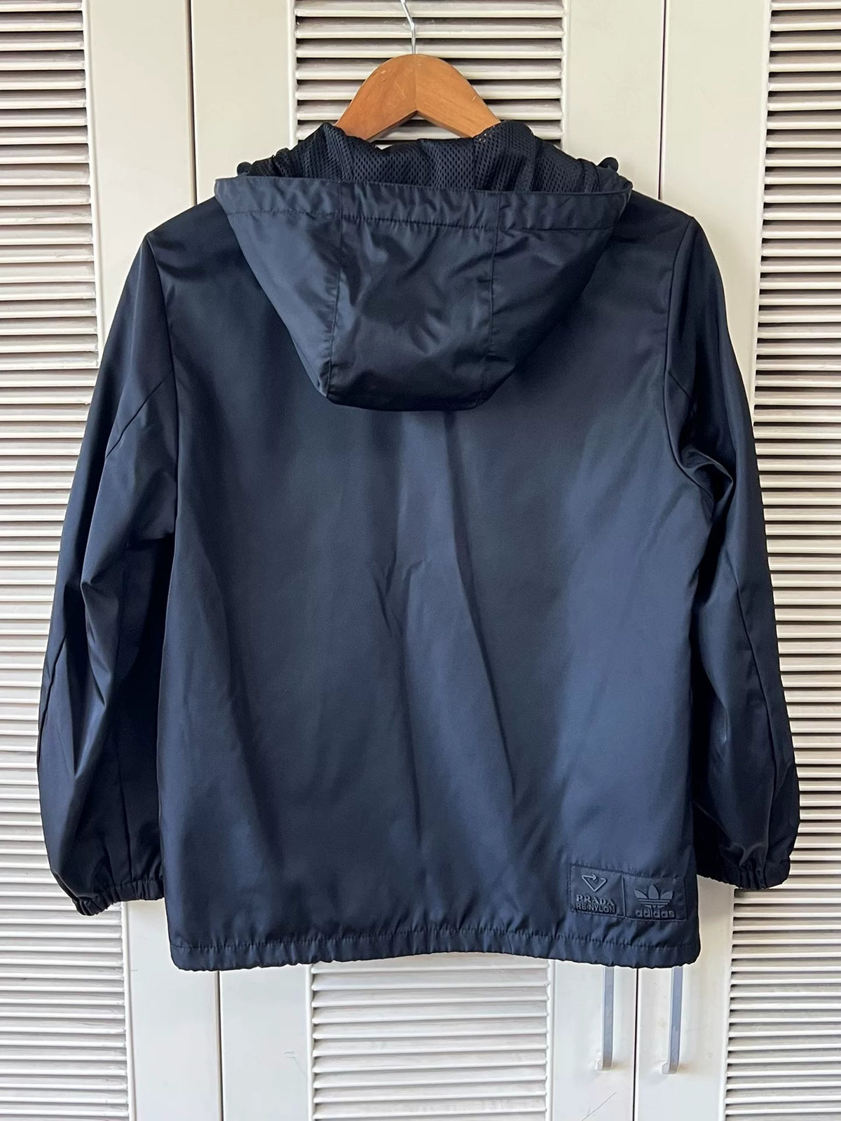 Prada X Adidas Hooded Triangle Logo Black Jacket
