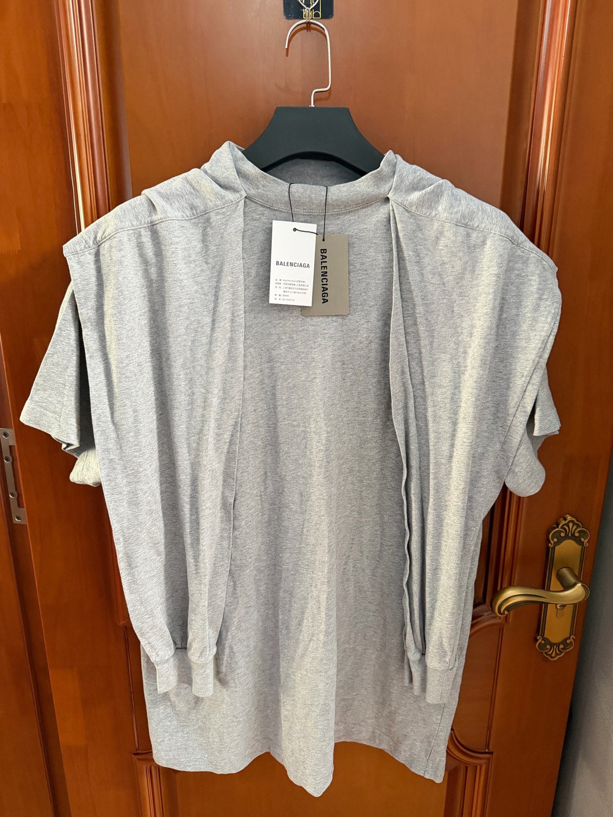 Balenciaga Two‑Piece Spliced Shawl Short Sleeve Top