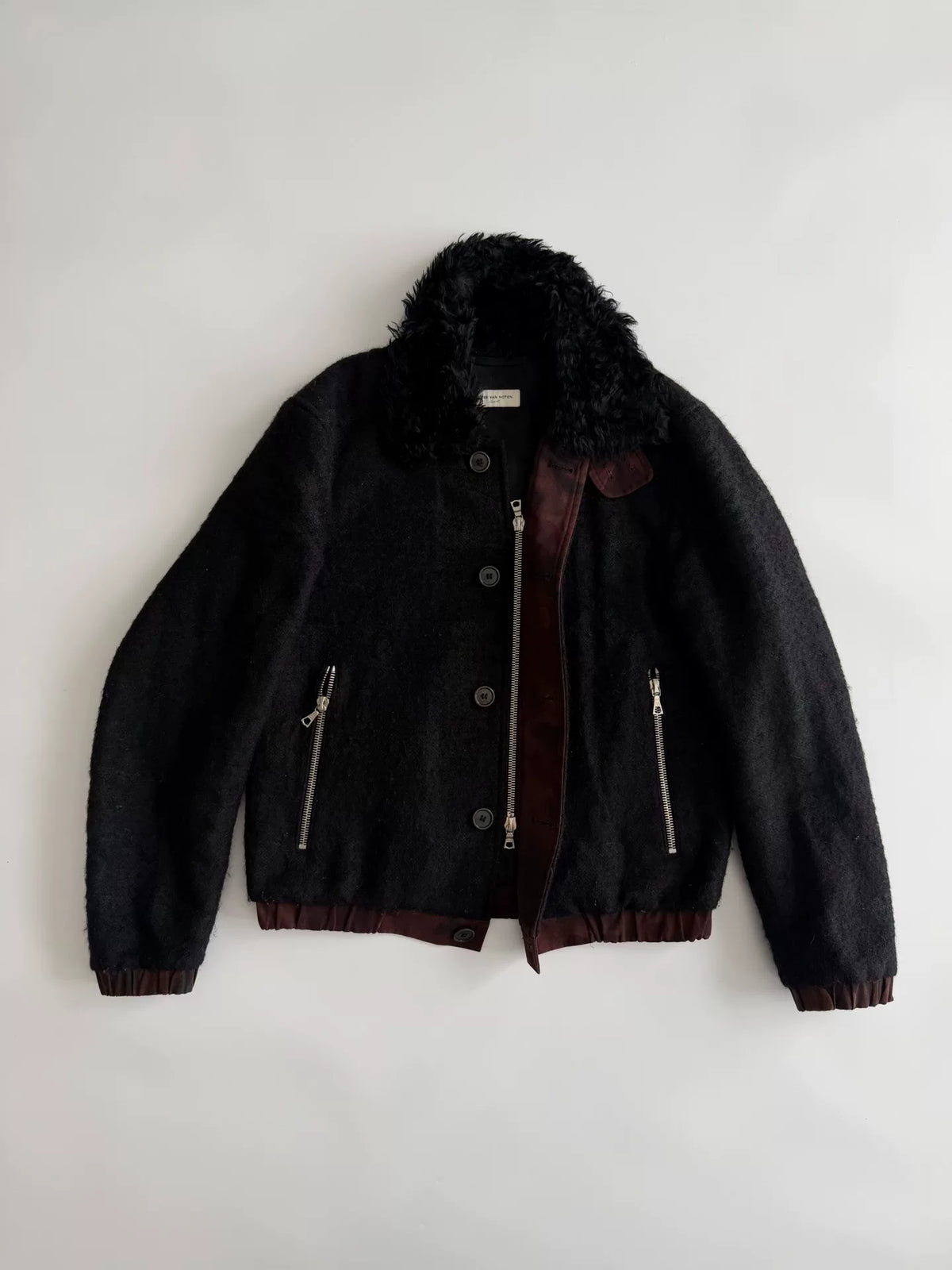 Dries Van Noten FW14 Wool Camel Mohair Plaid Collared Jacket