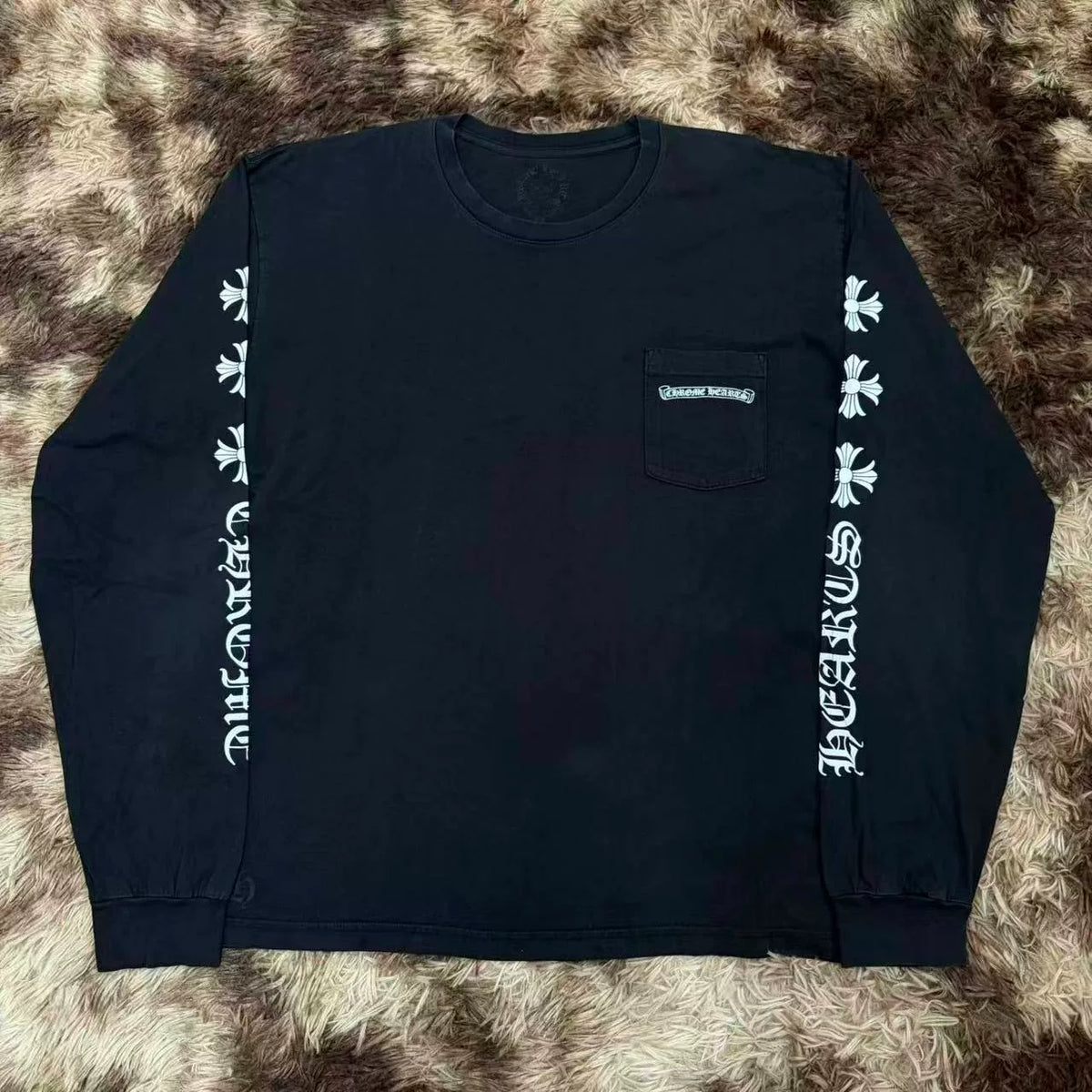 Chrome Hearts Cross Flower Sanskrit Kirin Arm Long Sleeve Top