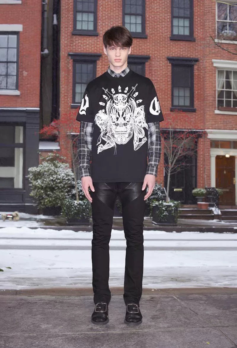 Givenchy black Denim with lamb leather accents