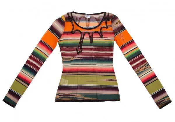 Jean Paul Gaultier Vintage Orange Striped Mesh Top