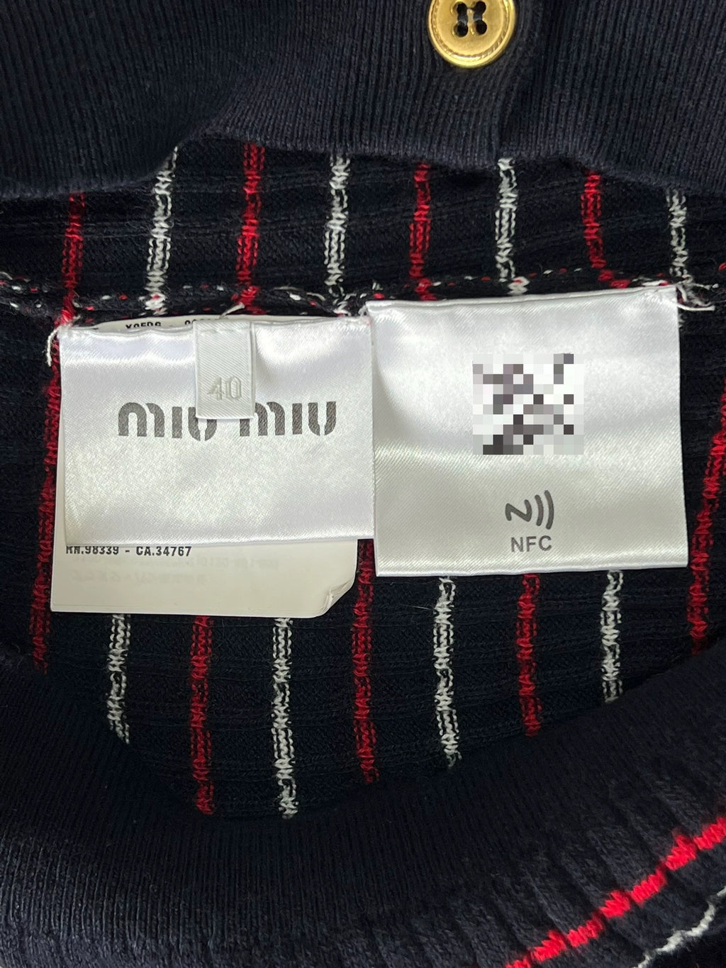 Miu Miu striped sailor collar knit cardigan