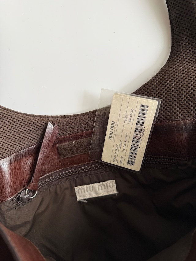 Miu Miu AW99 Brown Mesh Leather Crossbody Bag
