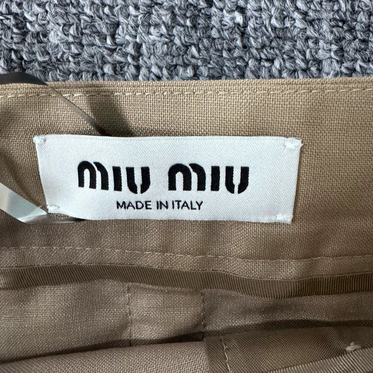 Miu Miu Metallic Belt Khaki Skirt