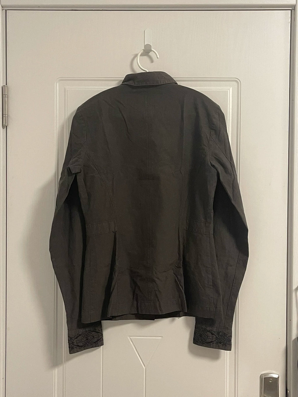 Dries Van Noten Lace Embroidered Velvet Button Sleeve Shirt
