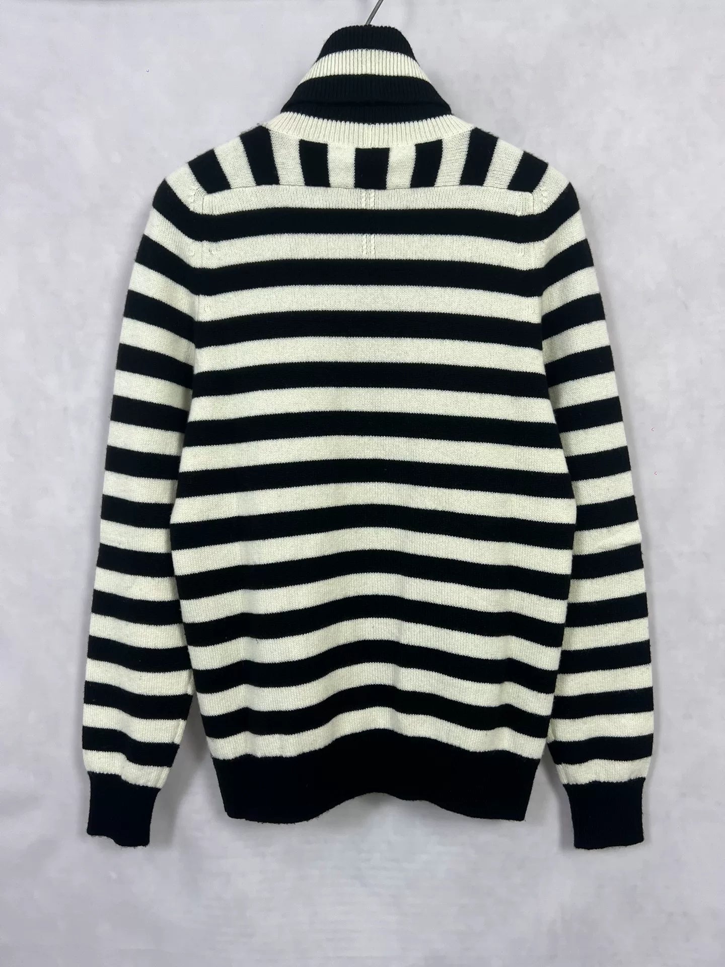 Saint Laurent 15FW Black White Striped Turtleneck Sweater