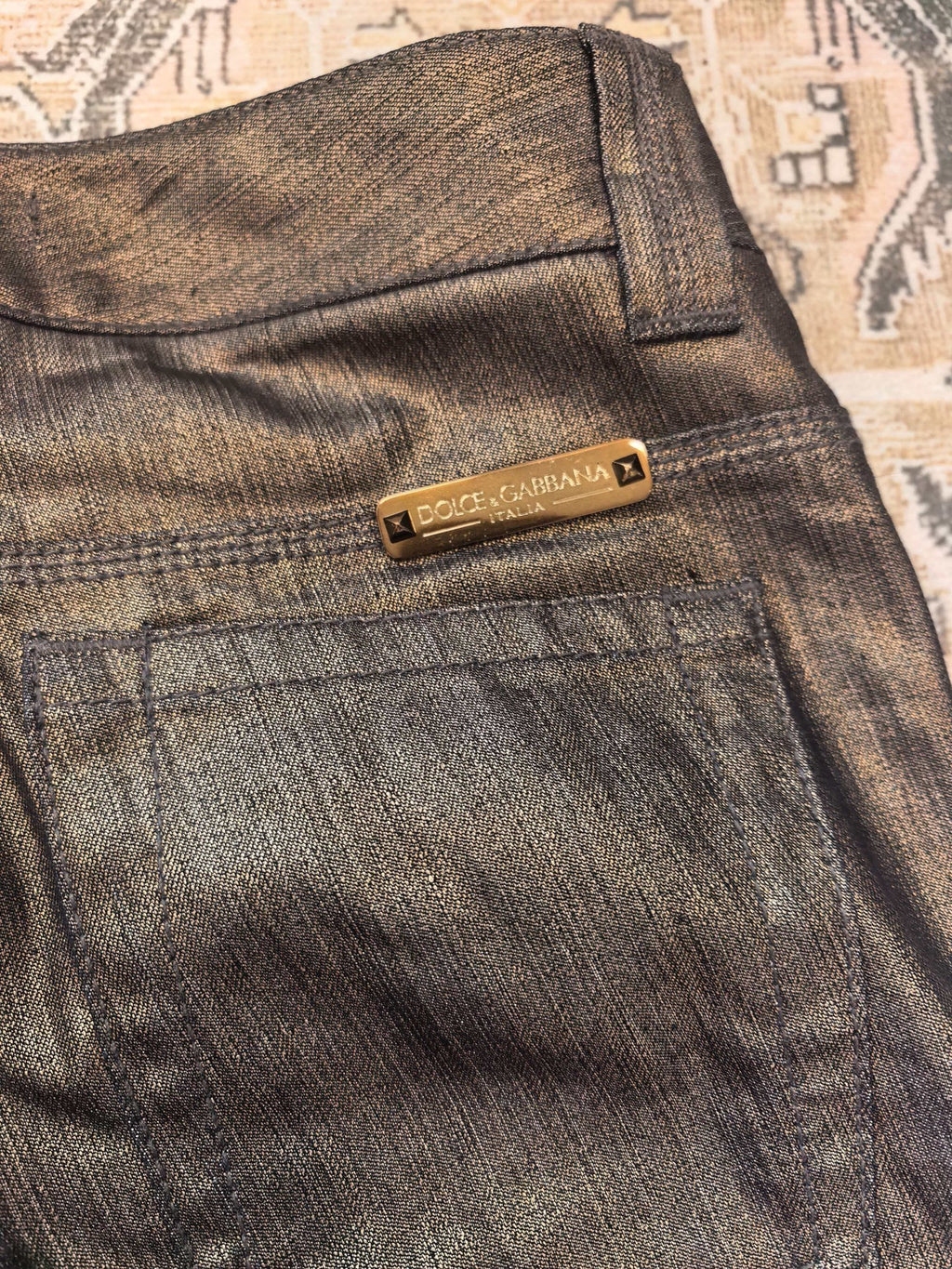 Dolce&Gabbana waxed-finish dress pants