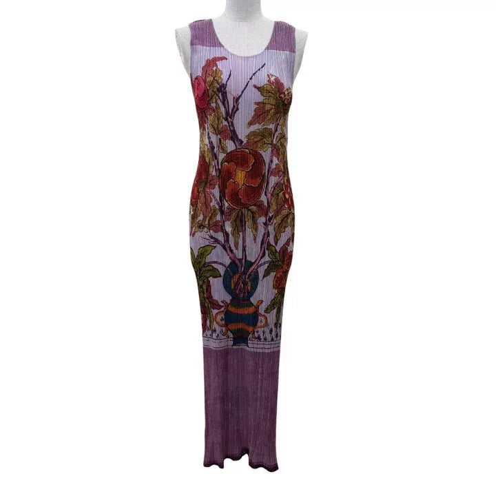 Issey Miyake AW98 Peony Pleated Sleeveless Dress