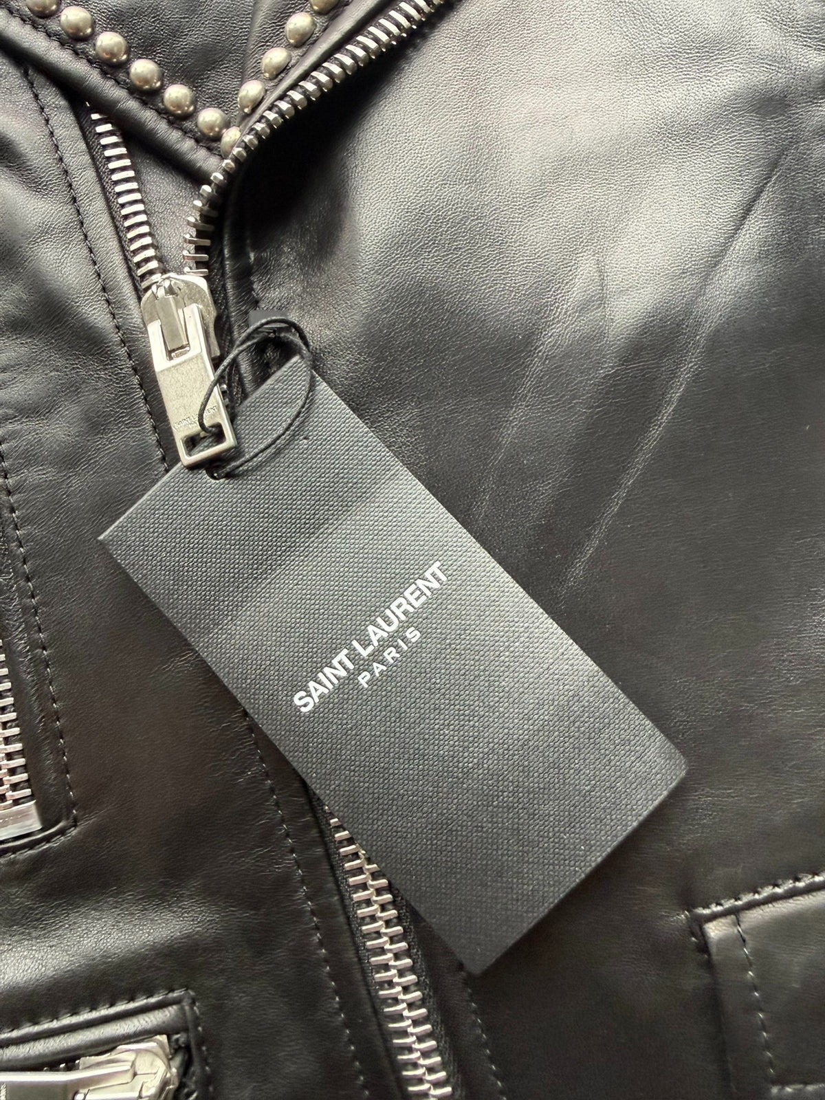 Saint Laurent 17FW Star-Studded Lambskin Biker Jacket by Anthony Vaccarello