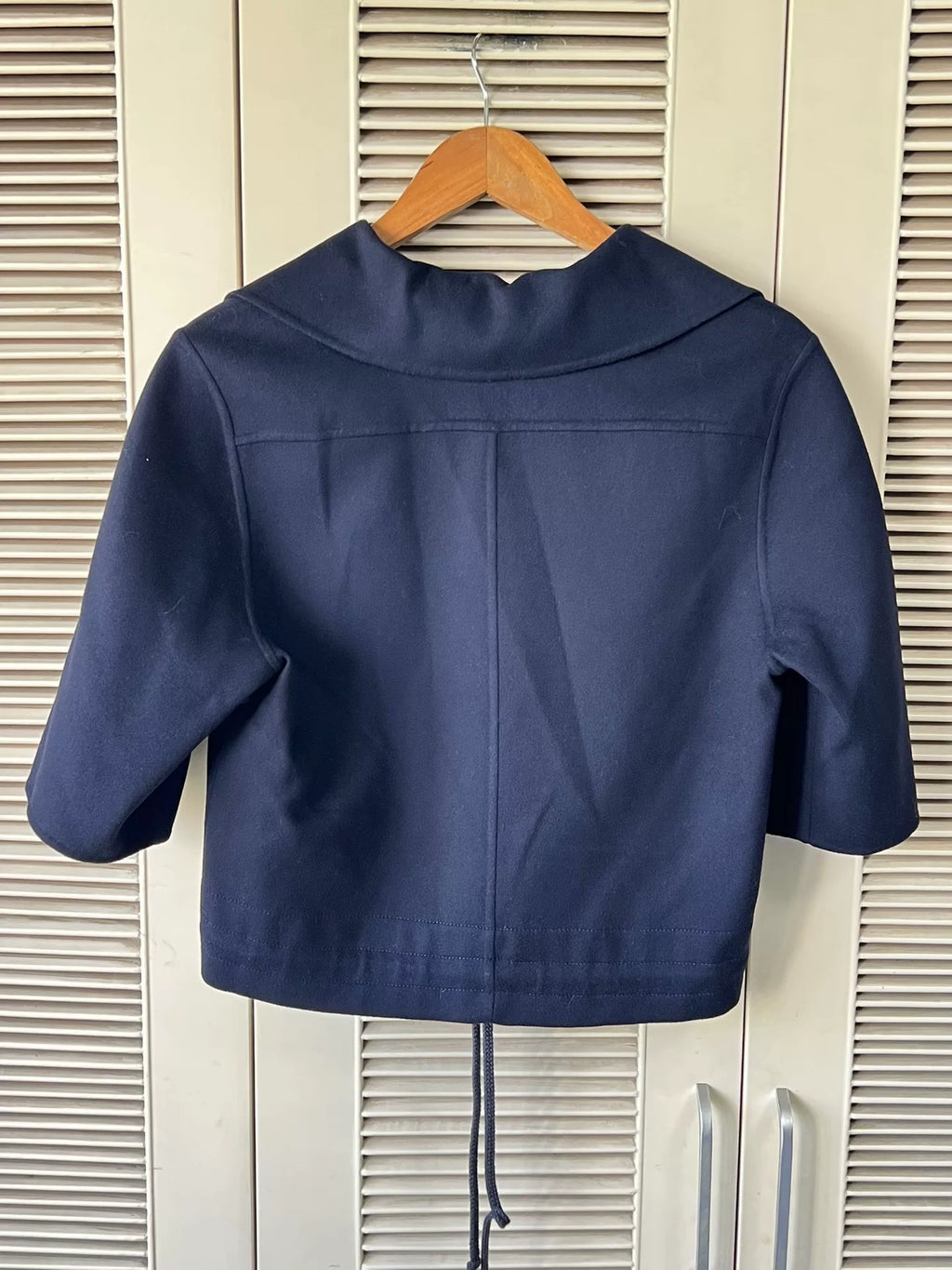 Dior Lapel Drawstring Navy Wool Top