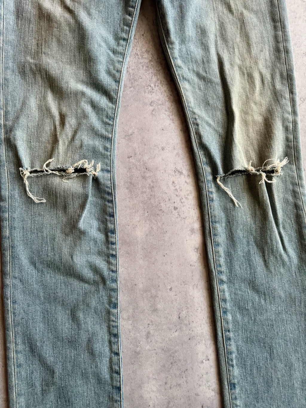 Saint Laurent 15AW D02 Ice Blue Washed Distressed Jeans by Hedi Slimane
