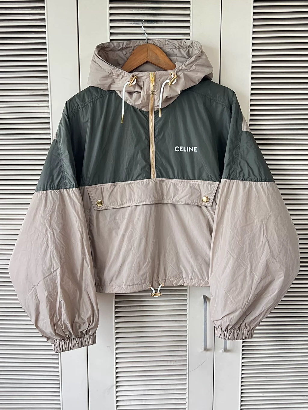 Celine color-block hooded short jacket