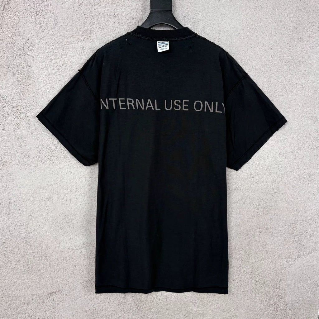Balenciaga Black Internal Use Only Reversed Short Sleeve Top