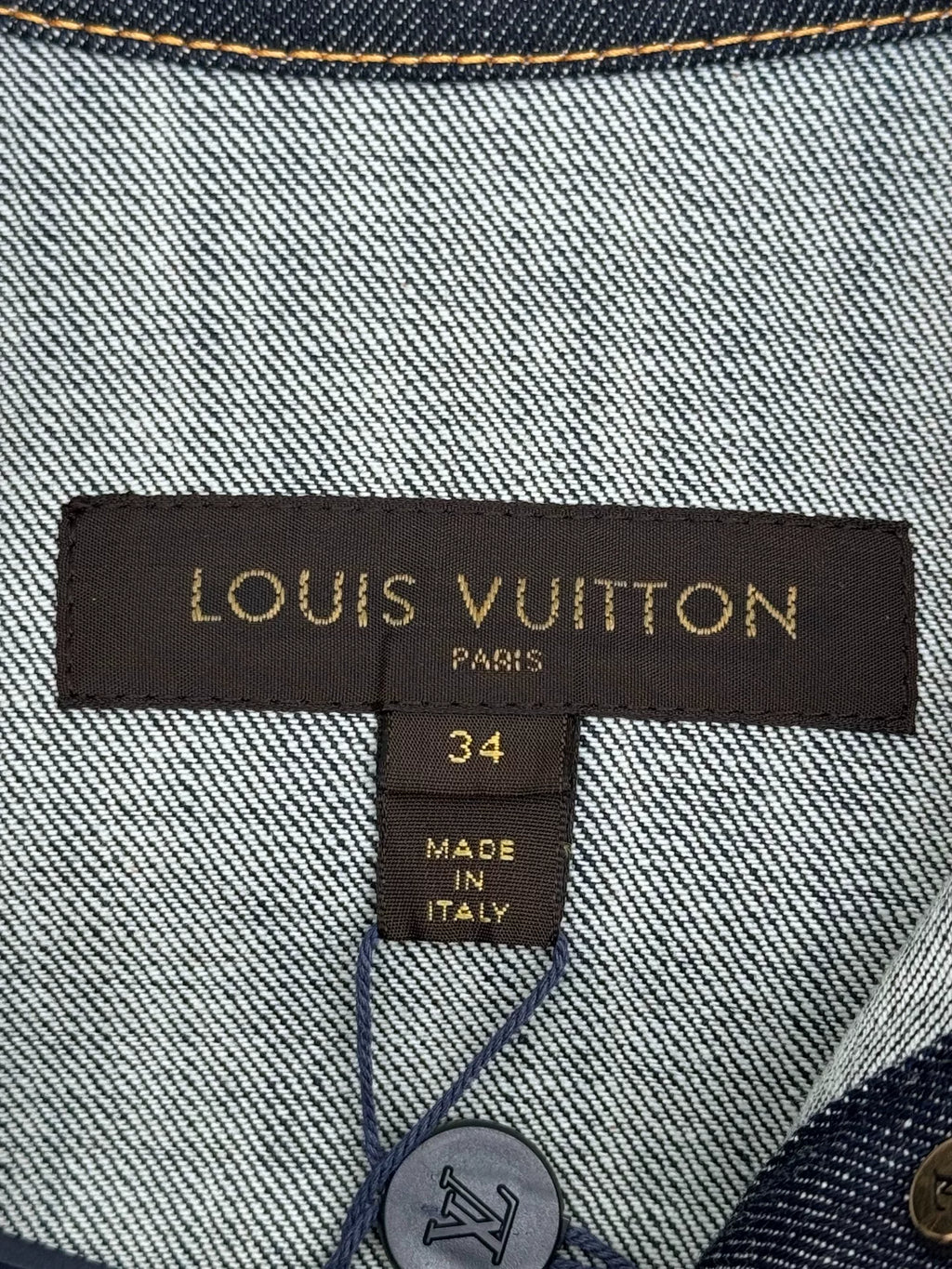 Louis Vuitton Navy Blue Stud Pocket Gold Button Denim Jacket