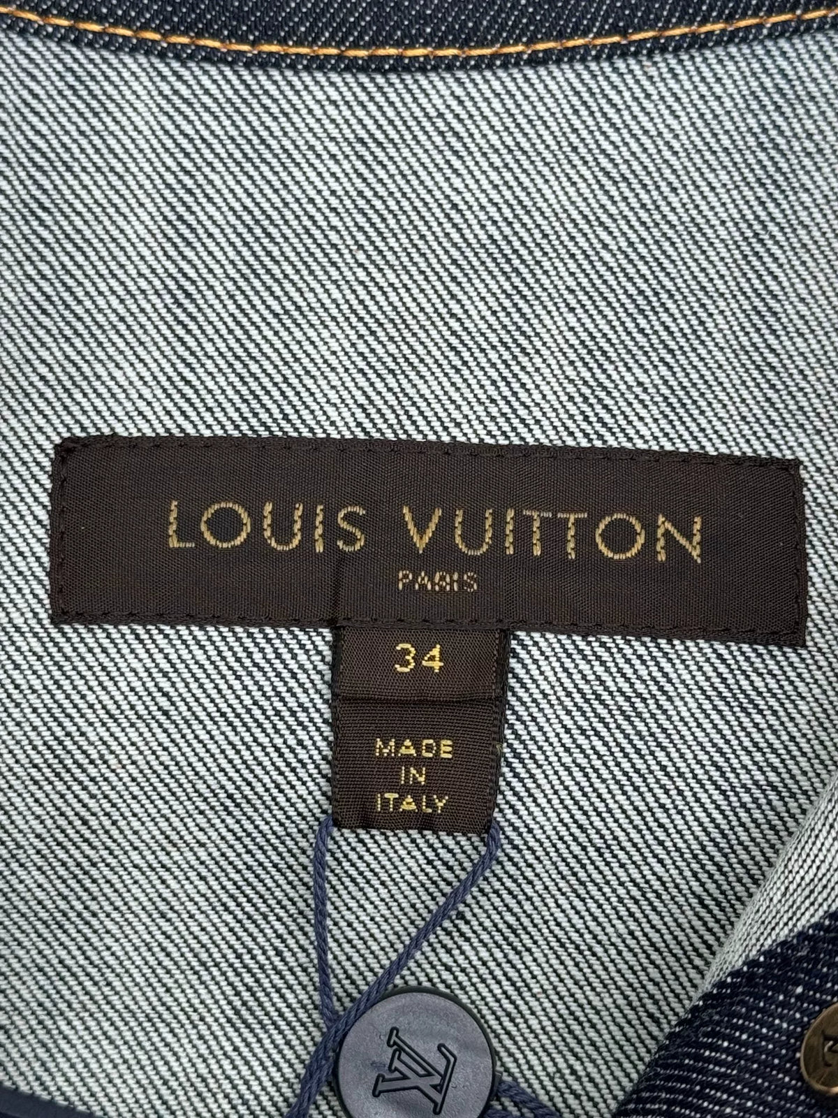 Louis Vuitton Navy Blue Stud Pocket Gold Button Denim Jacket