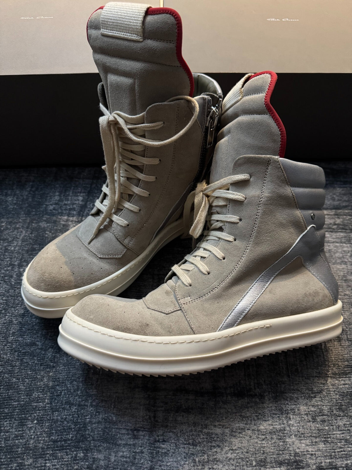 Rick Owens mainline gray suede sneakers