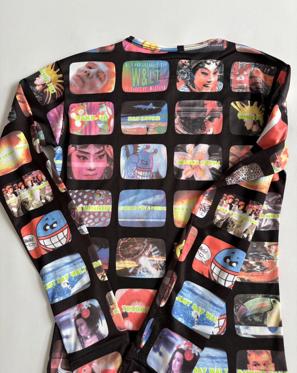 Walter Van Beirendonck runway print long-sleeve T-shirt W&LT vintage 95-96 runway piece printed face mask robot long-sleeve T-shirt