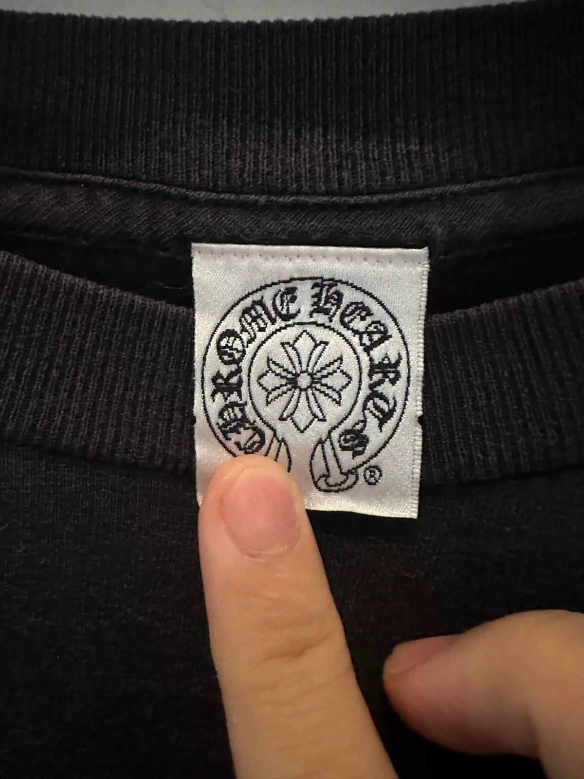 Chrome Hearts 1990s Gray Vine Sword Cross Horseshoe Print Long Sleeve Top
