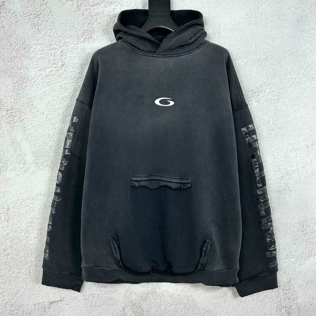 Balenciaga FW25 Black Tape-Letter Hooded Sweater