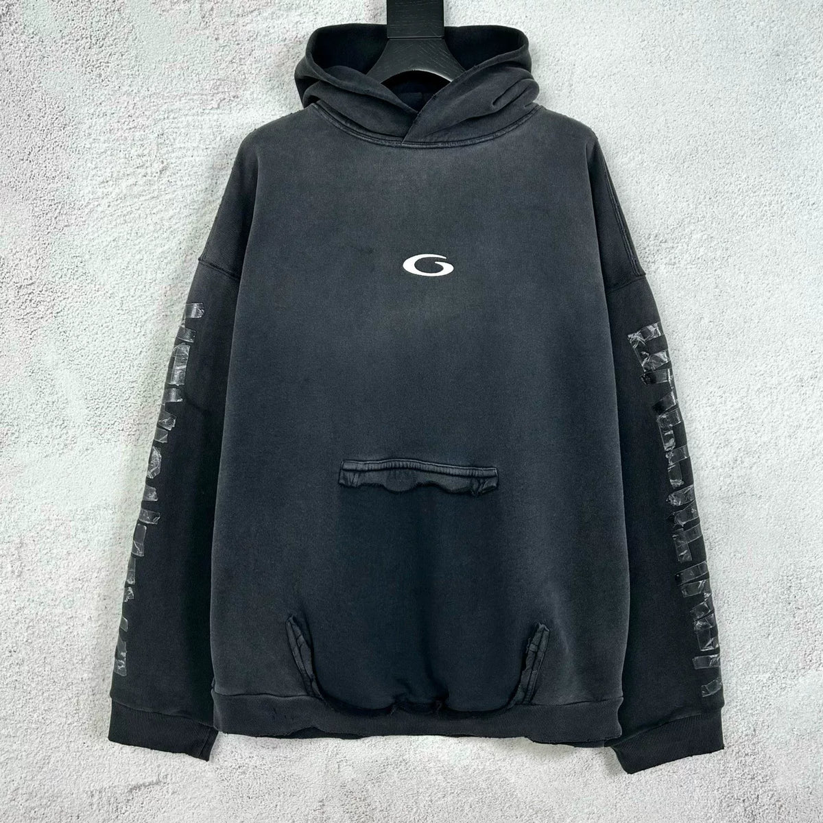 Balenciaga FW25 Black Tape-Letter Hooded Sweater