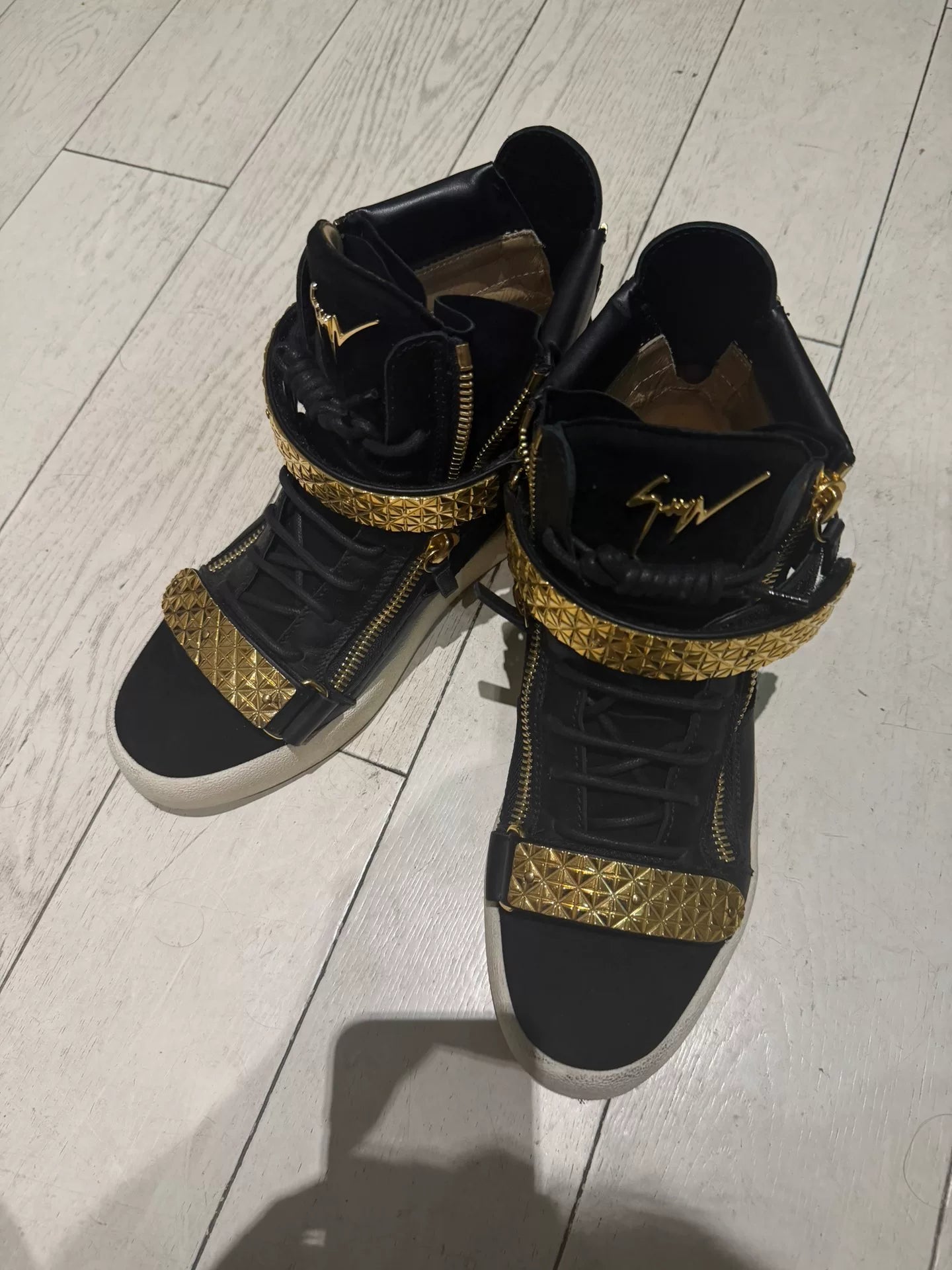 Giuseppe Zanotti Gold Black High-Top Sneakers
