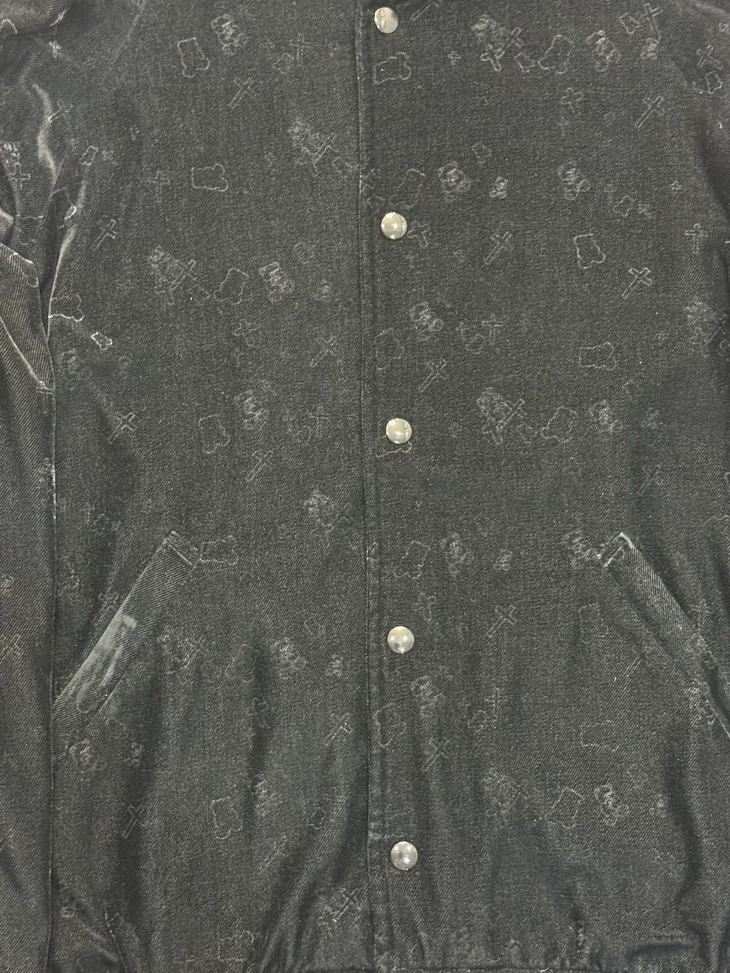 Undercover FW02 All-Over Cross Bear Print Velvet Jacket