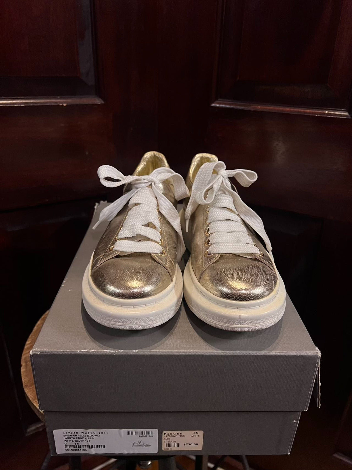 Alexander McQueen AW16 Platinum Calfskin Sneakers